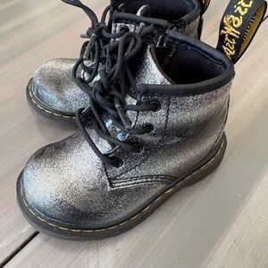 Dr. Martens Kids Glittery Silver Boots